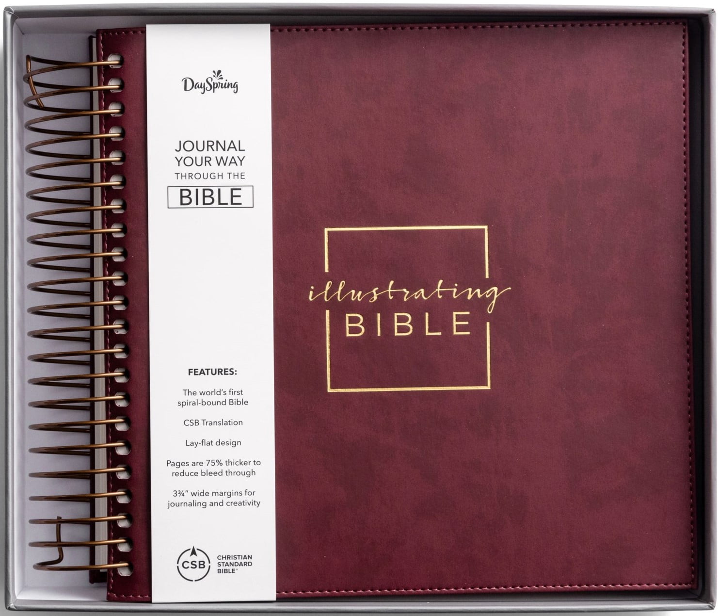 Illustrating Bible CSB - Spiral Bound Bible Journal, Cranberry, (Spiral-Bound)
