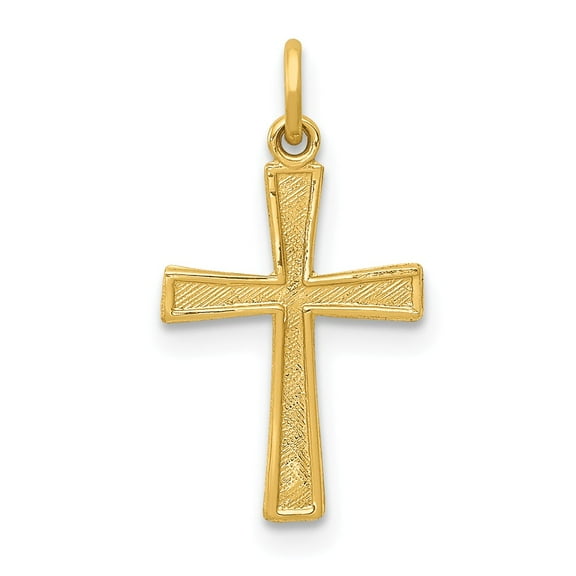 Real 14kt Yellow Gold Cross Charm Pendant; for Adults and Teens; for Women and Men