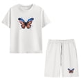 thumbnail image 6 of White Butterfly American Flag Kids 4th of July Outfit 2 Piece T Shirt Shorts Set for Kids Boys Girls Patriotic Summer Clothes,Size 7 T, 6 of 9