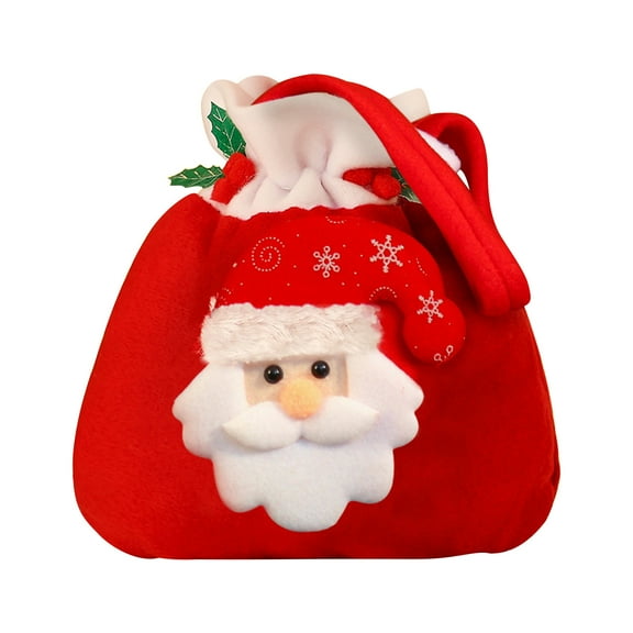 WNFJR Christmas Gift Bags, Velvet Candy Decorated Deer Bouquet Pockets, Santa Claus Drawstring Bags, Reusable Christmas Cloth Bags