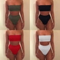 thumbnail image 5 of Summark Solid Color High Waist Bikini Tube Top Split Two-Piece Swimsuit, 5 of 6