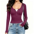 thumbnail image 6 of Zormilly Long Sleeve Shirts for Women Ribbed Knit Crew Neck Slim Fitted Fall Outfits 2026 Fashion Ruched Basic Tees, S-2XL, 6 of 8