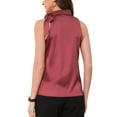 thumbnail image 3 of INSPIRE CHIC Women's Satin Tank Tops Sleeveless Bow Tie Neck Solid Work Blouses L Light Red, 3 of 6