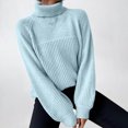 thumbnail image 2 of HAPIMO Women's Long Sleeve Sweater Casual Turtleneck Chunky Knit Loose Oversized Pullover Winter Solid Jumper Tops Teen Girls Clothes Sky Blue S, 2 of 6