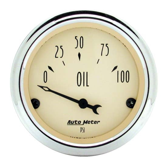 AutoMeter 1827 Antique Beige Oil Pressure Gauge 2-1/16" 100psi Electric