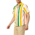 thumbnail image 4 of INSPIRE CHIC Men's Shirts Summer Striped Button Short Sleeve Beach Shirts XL Pink Green Orange, 4 of 6