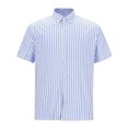thumbnail image 5 of AHTJRT Men's Casual Short Sleeve Button Down Shirt Stylish Striped Design Comfortable Fit Wear Lightweight Breathable Classic Modern Blouse Light Blue XL, 5 of 5