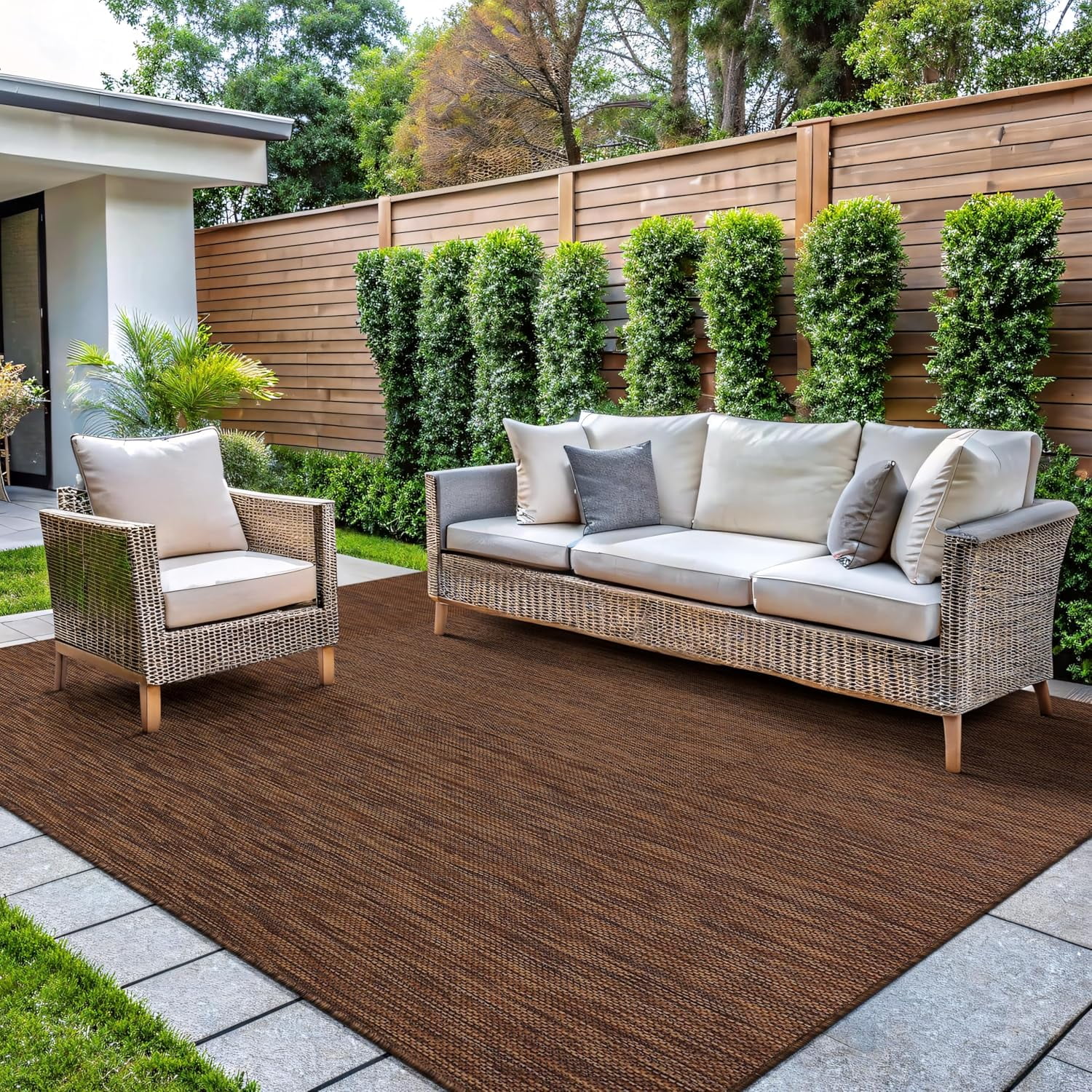 CAMILSON Solid Washable Waterproof Outdoor Indoor Area Rug Gold 9x12