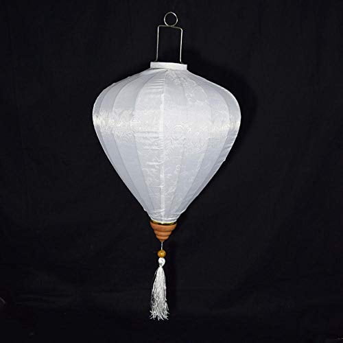 Quasimoon Medium White Vietnamese Silk Lantern, Garlic Umbrella by PaperLanternStore