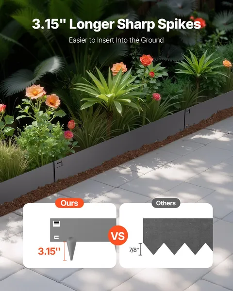 Rust-Resistant Steel Landscape Edging 5-Pack,39x4 Inches,Dark Gray Garden Border for Durable Lawn and Flower Bed Design