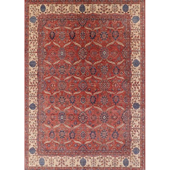 Ahgly Company Indoor Rectangle Mid-Century Modern Red Oriental Area Rugs, 6' x 9'