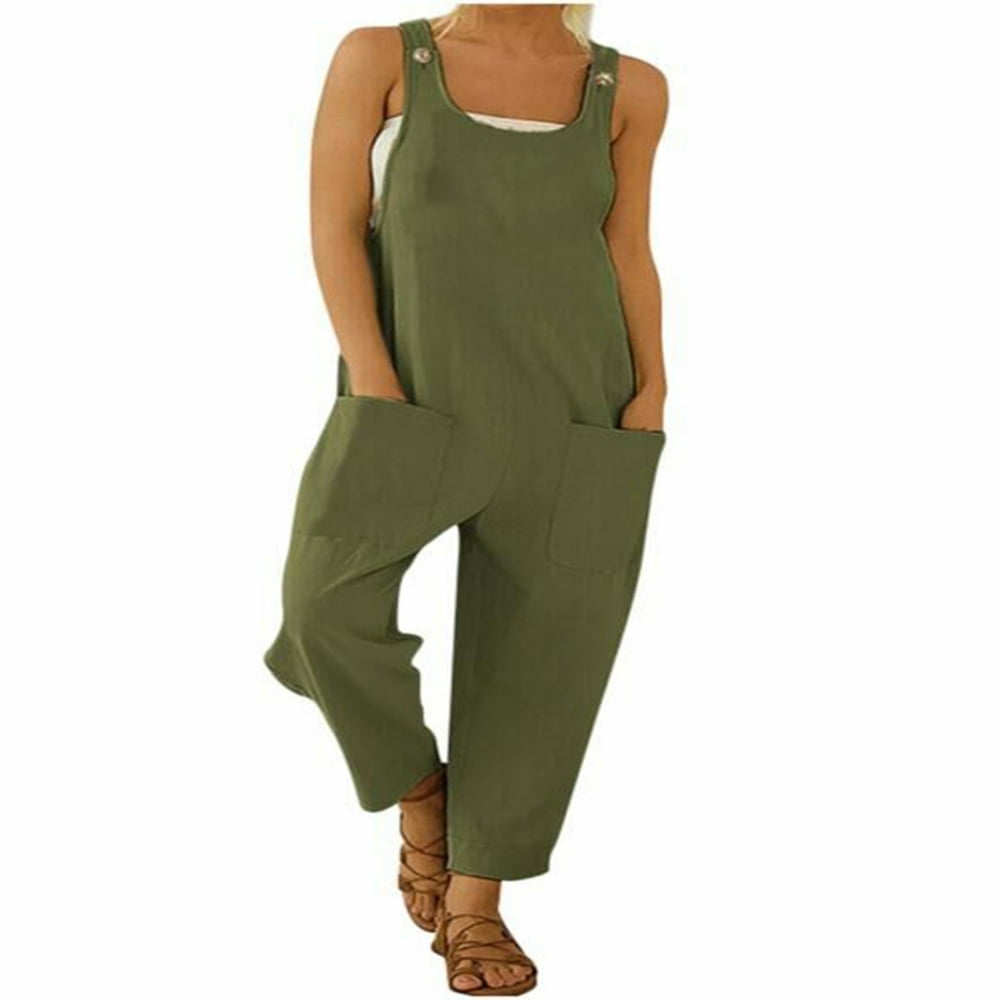 Women's Casual Loose Wide Leg Jumpsuits Plus Size Adjustable