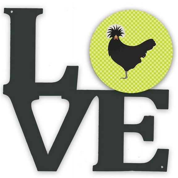 11.5 x 11.75 in. Polish Poland Chicken Green Metal Artwork Love Wall Decor