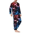 thumbnail image 2 of Sikiie Red And Blue Lightning Mens Pajama Set, Soft Warm Long Sleeve Sleepwear, Cozy Button-Down Pjs for Men-X-Large, 2 of 7