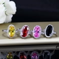thumbnail image 6 of Elegant Oval Cut Red Cubic Zircon Pendant Huggie Earrings Ring Women Jewelry Set, 6 of 9