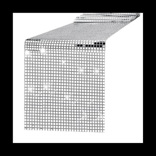 Camino de Mesa para Fiesta Disco, Camino de Mesa de Aluminio Plateado con Espejo, Cubierta de Mesa MetáLica Brillante para Fiesta de Baile Disco, Boda