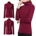 thumbnail image 3 of VUPSGEZ Women's Casual Solid Long Sleeve Fitted Turtleneck Sweater Top, 3 of 6