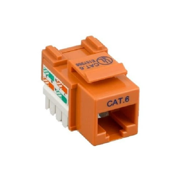 CableWholesale 326-121OR Cat6 RJ45 Female to 110 Punch Down Keystone Jack, Orange