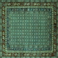 thumbnail image 1 of Ahgly Company Machine Washable Indoor Square Oriental Turquoise Blue Industrial Area Rugs, 8' Square, 1 of 4