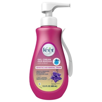 VEET Silk and Fresh Technology Legs & Body Gel Cream Hair Remover, Sensitive Formula, 13.5 FL OZ Pump Bottle (Packaging May Vary)