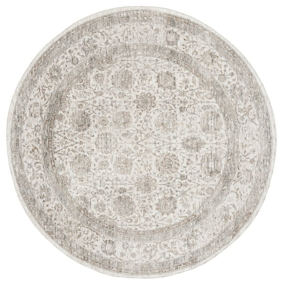 SAFAVIEH Mason Elisa Medallion Polyester Area Rug, Ivory/Beige Gray, 6'3" x 6'3" Round