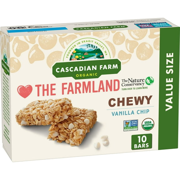 Cascadian Farm Organic Vanilla Chip Chewy Granola Bars, Value Size, 10 Bars, 12.3 oz.