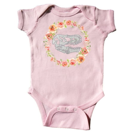 

Inktastic Tyrannosaurus Rex Skull with Colorful Flowers Gift Baby Boy or Baby Girl Bodysuit