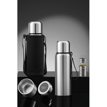 

LED Large Capacity Stainless Steel Thermos Temperature Display Vacuum Flask Insulated Tumbler with Tea Compartment Thermo Bottle