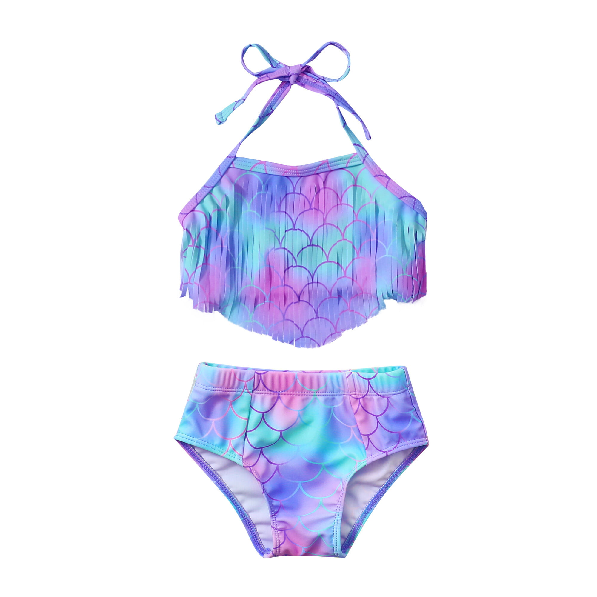 Newborn Infant Baby Girl Rainbow Bikini Swimwear Swimsuit Summer Bathing Suit 