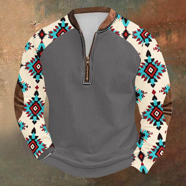 Blusas y camisas de manga larga con cuello redondo para hombre Sudadera con puños en los hombros estampada para hombre Blusa de poliéster de manga larga con cuello redondo para hombre