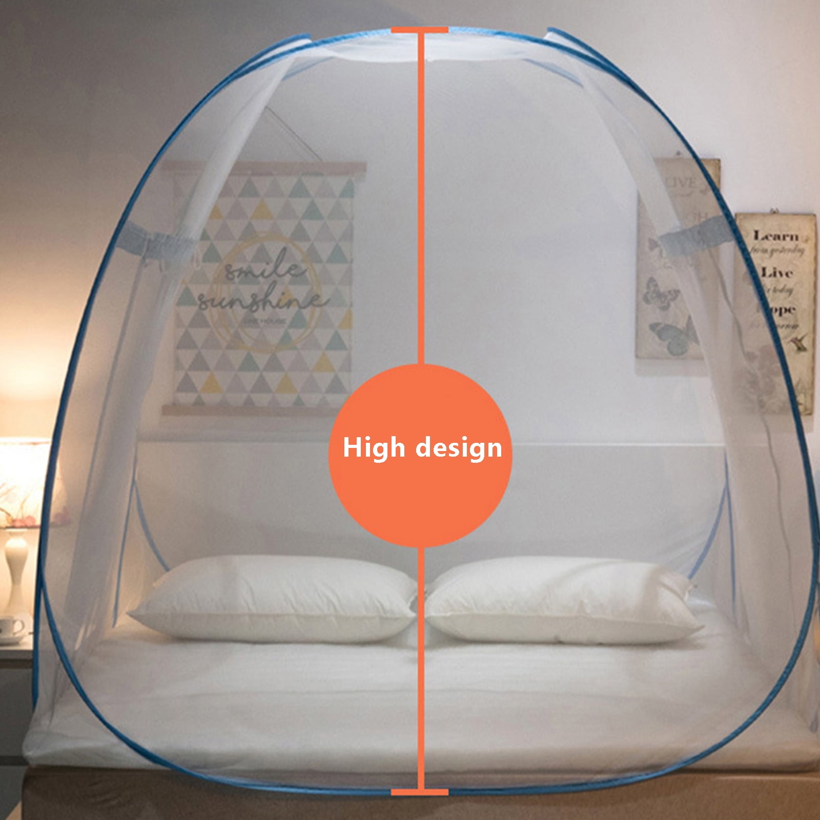 Zjyufy Mosquito Net for Bed Portable Folding Net Bed with Bottom Pop up Mosquito Net Tent for Indoor and Outdoor Use Mosquito Netting for Adults Trip Camping Travel Home，78.7 x 70.8 x 59 Inch
