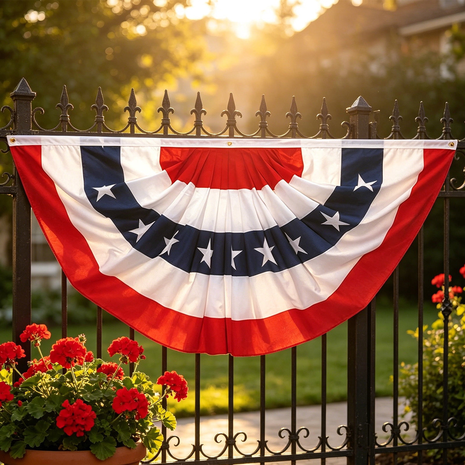Gallickan Independence Day Fan-Shaped Patriotic Flag 60x120cm USA American Flag for Outdoor Garden Porch Holiday Decor