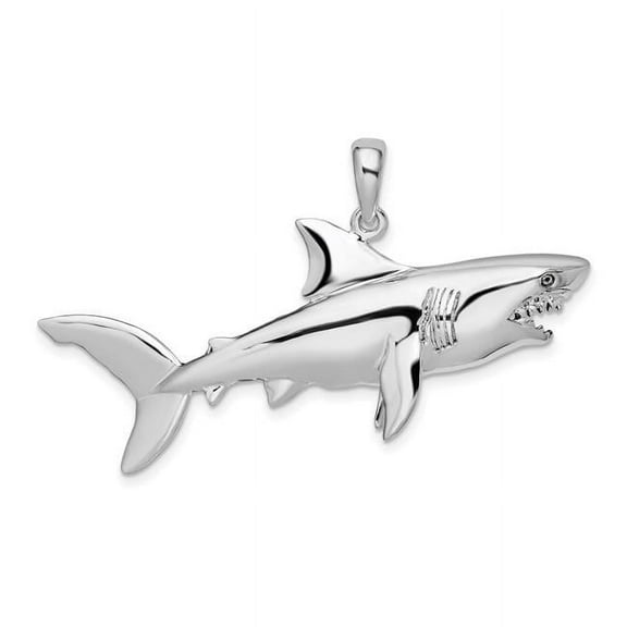 Finest Gold Sterling Silver Polished 3D Shark Pendant