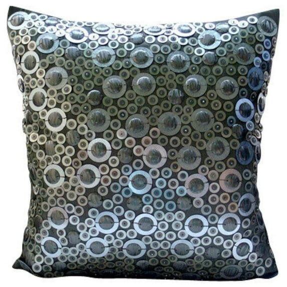 Silver Pillow Cover 18x18 inch (45x45 cm), Silver Throw Pillow Cover Couch, 3D Metallic Sequins Sparkly Pillow Cover, Square Silk Pillow Cover, Geometric Modern - Shiny Disco Balls
