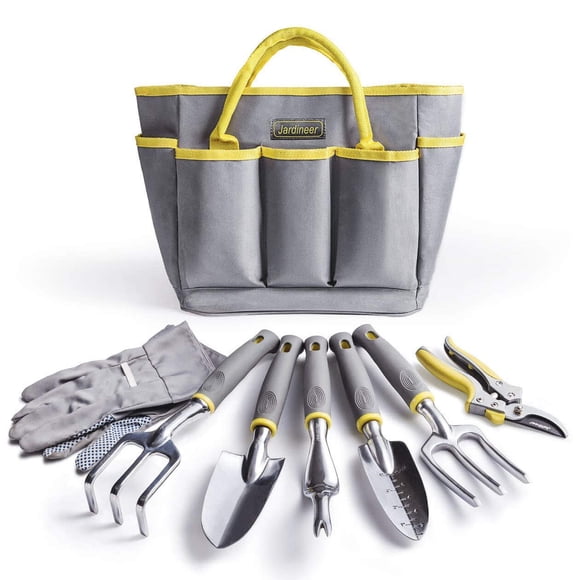 Jardineer Ensemble d'Outils de Jardin, Trousse d'Outils de Jardin Robuste 8 Pcs avec Outils Manuels d'Extérieur, Gants de Jardin et Sac Fourre-Tout de Rangement, Cadeaux d'Outils de Jardinage pour Femmes et Hommes