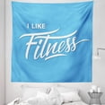 thumbnail image 1 of Fitness Tapestry, I Like Fitness Sports and Work out Athletic Lifestyle Theme Exercise Health, Fabric Wall Hanging Decor for Bedroom Living Room Dorm, 5 Sizes, Pale Blue White, by Ambesonne, 1 of 1