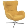 thumbnail image 2 of Merrick Lane Ergonomic High-Back Lounge Chair 360° Swivel Accent Chair Citron Fabric Side Chair with 4 Star Alloy Base, 2 of 14