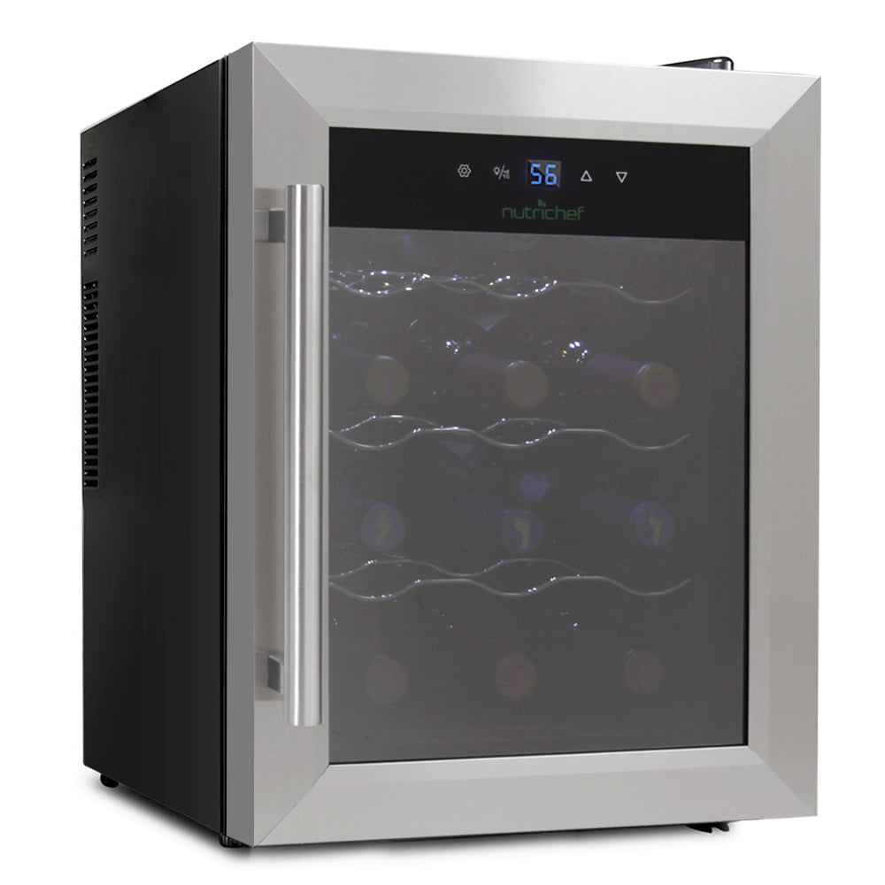 Wine Cooler Refrigerator Beverage Chiller 12 Bottle Storage Counter Fridge Gray 