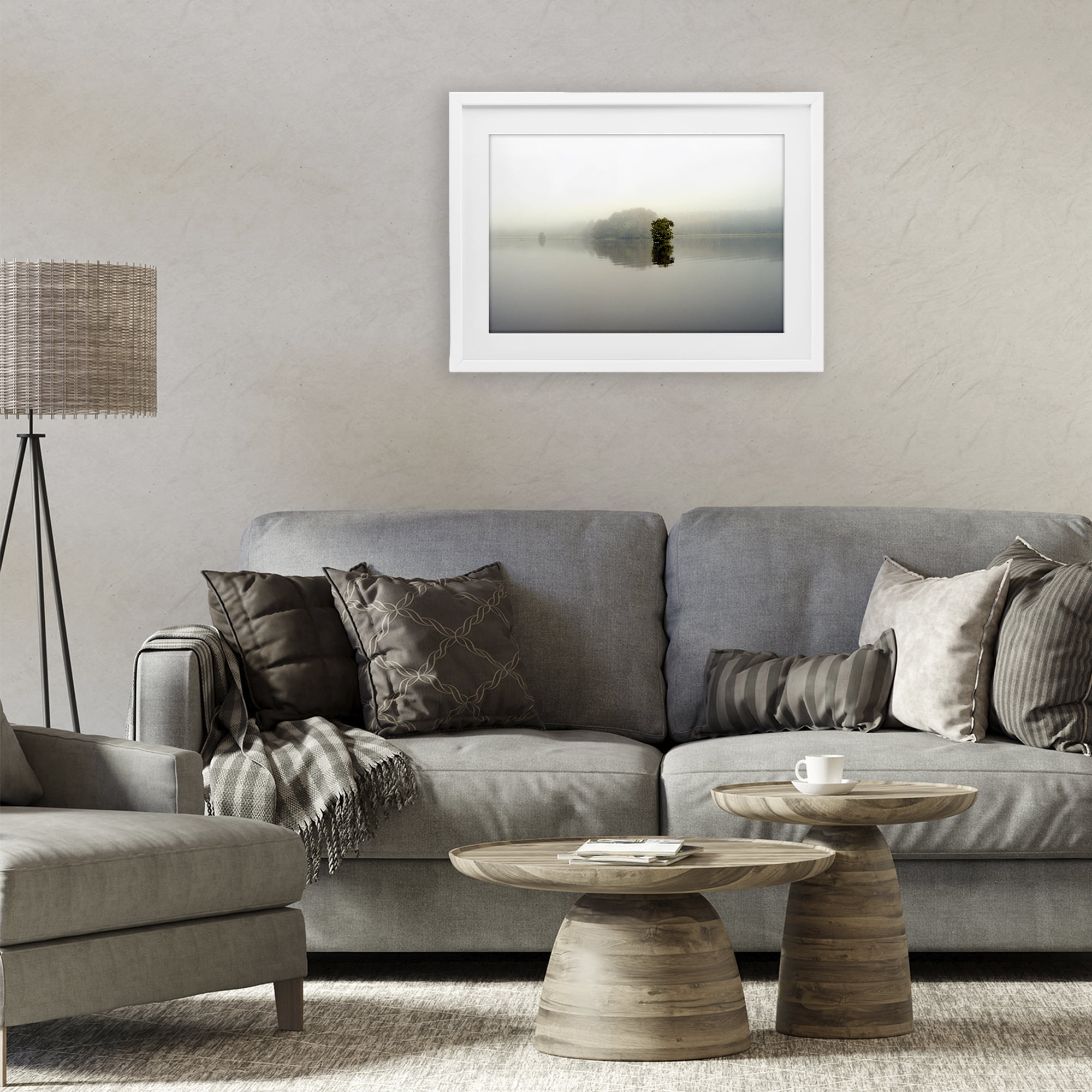 Stupell Industries Misty Lake Reflection White Framed Print Under Glass, design by Gail Peck
