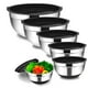 thumbnail image 1 of Set de bowls de acero inoxidable para cocina y recipientes de diferentes tamaños para ensalada, pasta o reposteria | Accesorios de cocina con tapa para almacenar o preparar comida (Black), 1 of 7