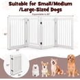 thumbnail image 3 of CHTER Dog Gate with Door - 30''H × 80''W Wooden Pet Gate with Walk Through Door, Foldable Freestanding 4 Panels Pet Safety Fence Extra Wide for Doorway Stairs House Deck Yard, White, 3 of 8