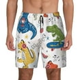 thumbnail image 2 of Picia Dinosaur pattern Mens Swim Trunks with Compression Liner Stretch Beach Shorts Quick Dry with Zipper Pockets No-Chafing Board Shorts-3X-Large, 2 of 9