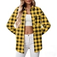 thumbnail image 5 of purcolt Womens Flannel Plaid Shirts Casual Long Sleeve Collared Tops Button Down Blouses Business Work Shirts with Pockets, 5 of 8