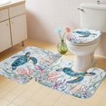 thumbnail image 2 of Teal Sea Turtle Coastal Bath Mat 3 Piece Bathroom Rug Set, Summer Beach Ocean Coral Non Slip Bath Rug Contour Mat and Toilet Lid Cover, Absorbent Shower Mats Soft Bath Rugs and Mats Sets, 2 of 8