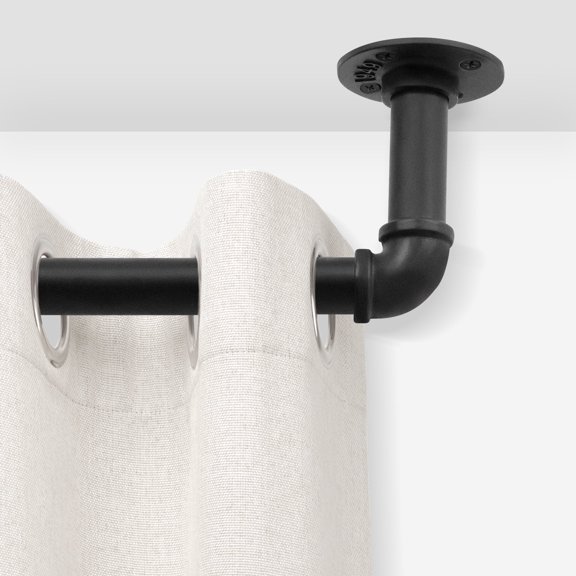 Jolicasa 1" Diameter Wrap Around Curtain Rods,Heavy Duty Adjustable Blackout Curtain Rod for Windows 16 to 28 inch,Wall Mounted,Black