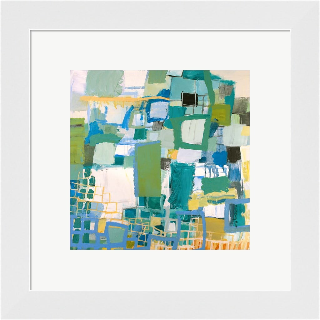 Serene Abstract Framed Wall Art in White Frame