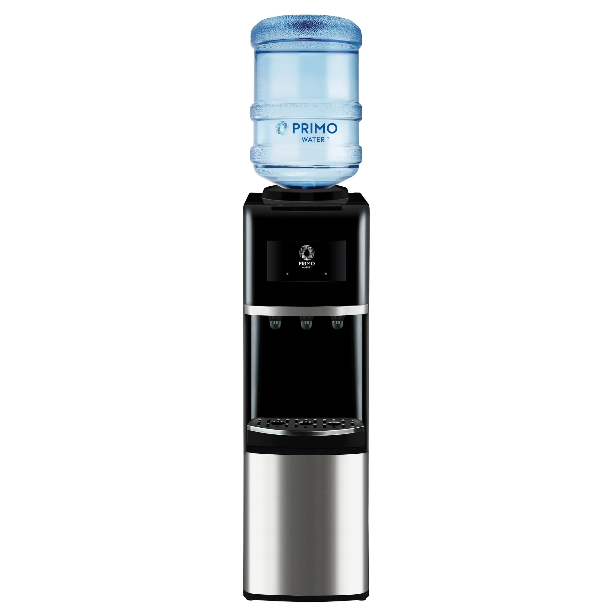 Primo International Top Loading Water Cooler Dispenser, 1 Each, Black & Stainless Steel