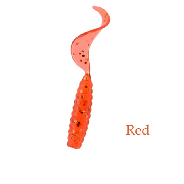 20 Ou 30 Pcs Leurre en Silicone Souple pour la Pêche, Appât 4 cm Asticot Ver Appâts Leurre Appâts Souples avec Queue Ronde Rouge 40 mm 30 Pcs