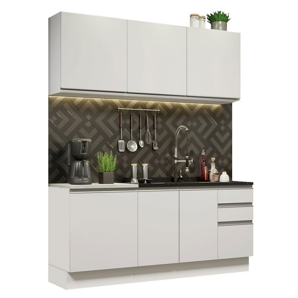 Cocina Integral Madesa Glamy Sin Tarja De Acero 180 Cm Blanco Madesa Glamy