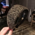 thumbnail image 1 of Vintage Korean Non-slip Floral Printed Toothed Flower Lace Head Hoop Broadside Headband Hair Accessories Embroidery Hair Bands GOLD STAR, 1 of 8
